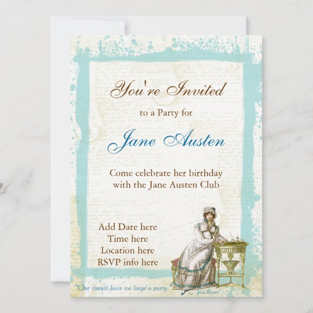 Invitations personnalisées Jane Austen (Devant)