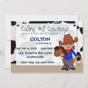 Invitations personnalisées Little Cowboys