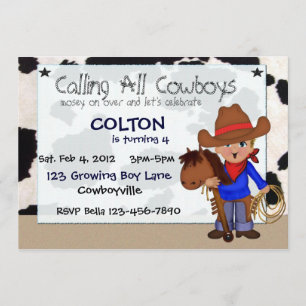 Invitations personnalisées Little Cowboys
