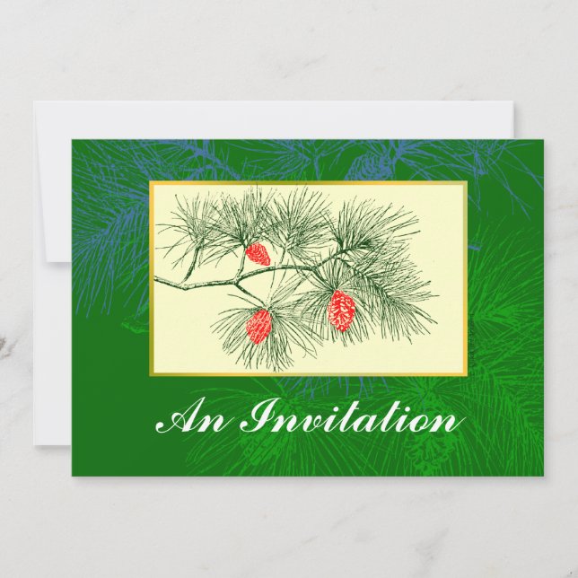 Invitations personnalisées Pinecone Art Vintage (Devant)