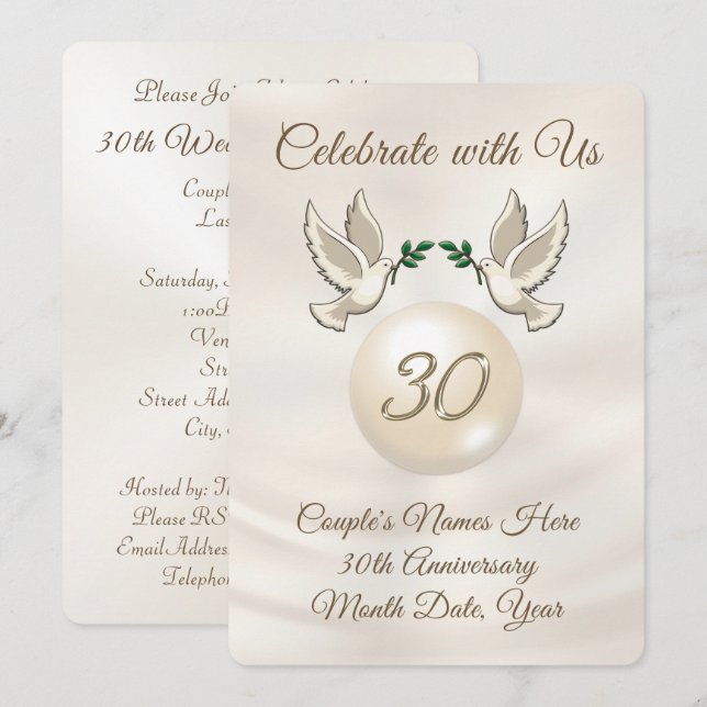 Invitations personnalisées pour le 30e anniversair (Devant / Derrière)