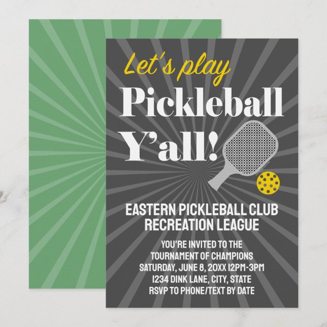 Invitations personnalisées pour tournoi de pickleb (Devant / Derrière)