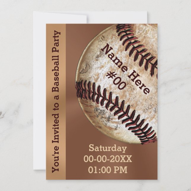 Invitations personnalisées Vintages de baseball (Devant)