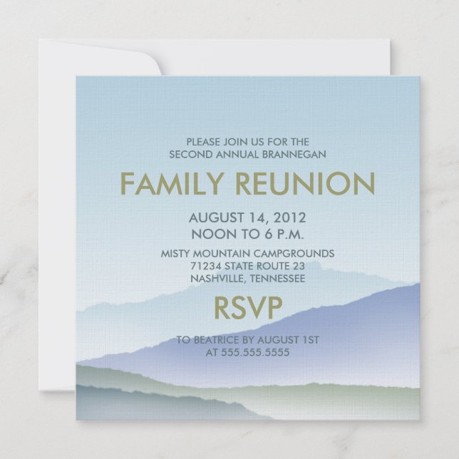 Invitations personnalisés de la Réunion de famille (Devant)