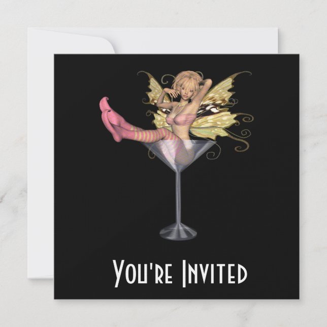 INVITATIONS PERSONNALISÉS - Martini rose Glass 3D  (Devant)