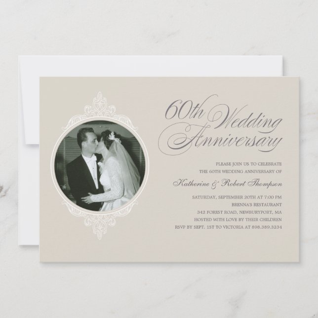 Invitations photo classiques du 60e anniversaire (Devant)