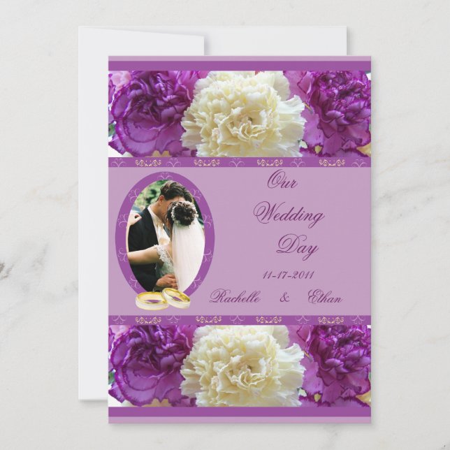 Invitations photo de Mariages de carnation mauve e (Devant)