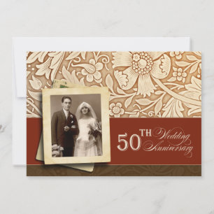 invitations photo design or 50e anniversaire