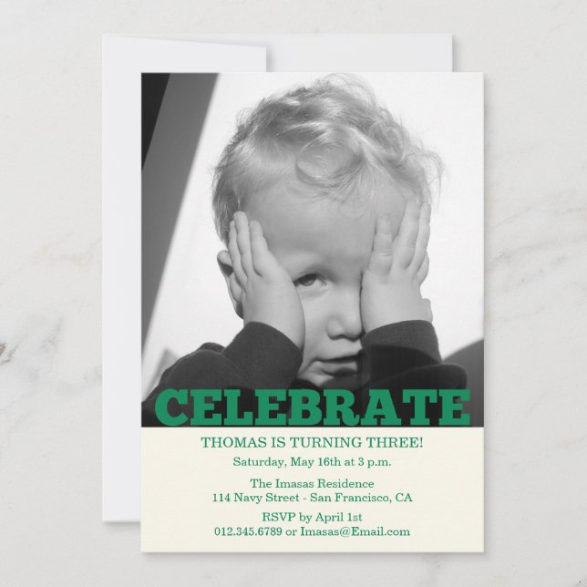 Invitations photo pour la fête d'anniversaire des  (Devant)