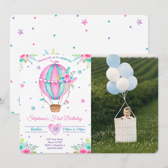Invitations photo pour l'anniversaire du Ballon de (Devant / Derrière)