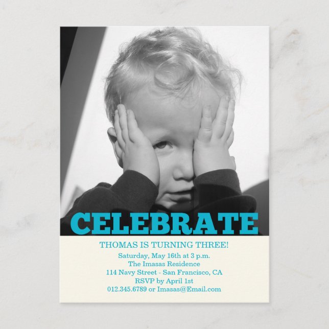 Invitations photo pour l'anniversaire du garçon (Devant)