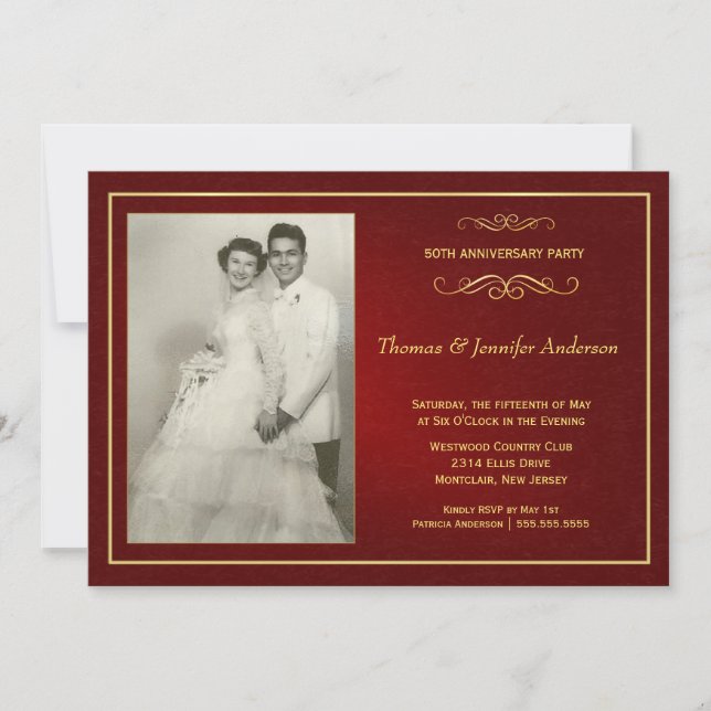 Invitations photo pour l'anniversaire du mariage - (Devant)