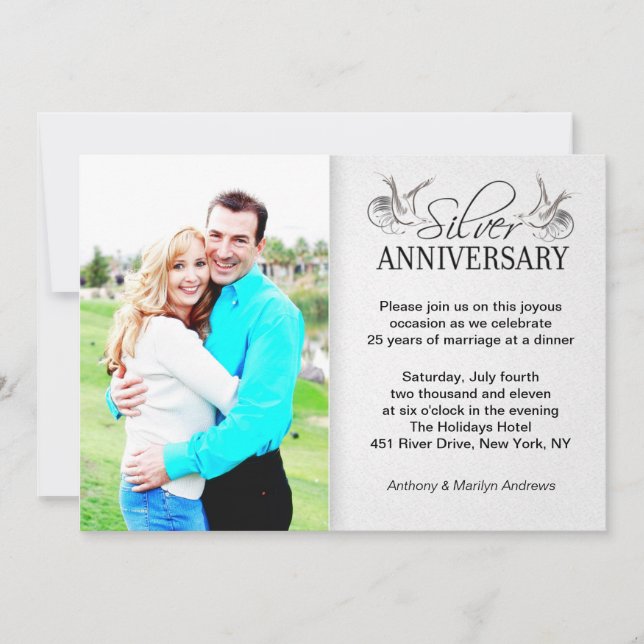 invitations photo pour les 25 ans de mariage en ar (Devant)