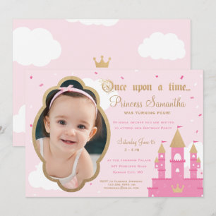 Invitations photo Princess Party   Rose & Or
