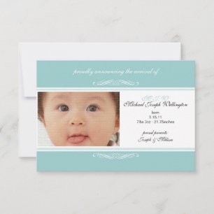 Invitations photo turquoises Faire-part bébé