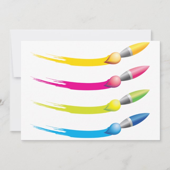 Invitations Pinceaux Colorés (Devant)