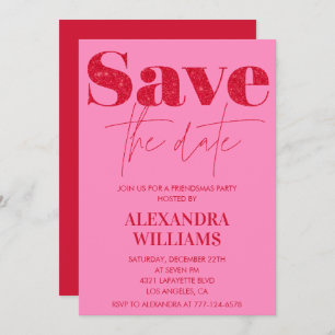 Invitations Pink Red Friendsmas Sauvez la date