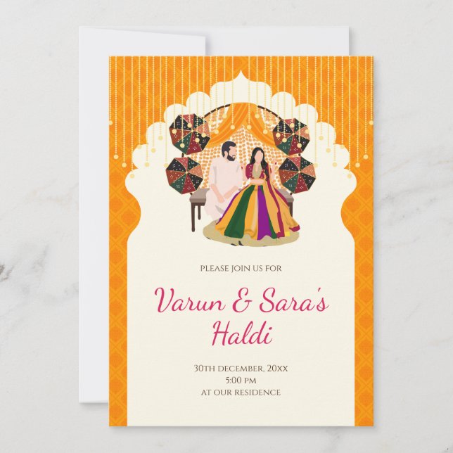 Invitations Pithi Invitations Haldi, invitation Ma (Devant)