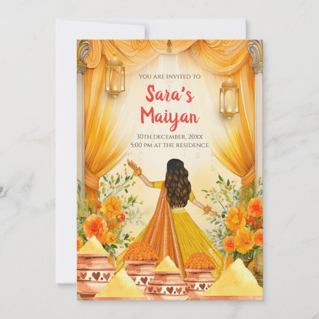 Invitations Pithi invitations Maiyan invitations,  (Devant)