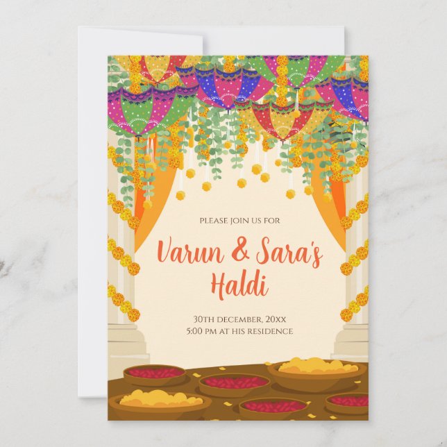 Invitations Pithi Mayoun, invitation Haldi (Devant)