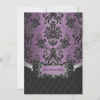 Invitations Plum Lapis Purple Black Mariage damass