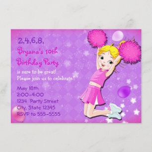 Invitations Pom-pom girl Cheer Birthday Party