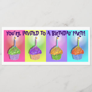 Invitations - Pop Art Birthday Cupcakes
