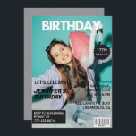Invitations pour 17e anniversaire pour sa couvertu<br><div class="desc">Invitations à 17e anniversaire pour sa Magazine Cover photo fille</div>