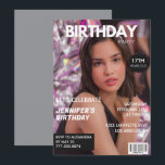 Invitations pour 17e anniversaire pour sa couvertu<br><div class="desc">Invitations à 17e anniversaire pour sa Magazine Cover photo fille</div>