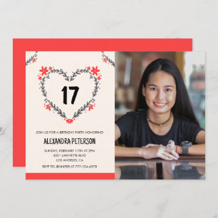 Invitations pour 17e anniversaire pour son coeur f