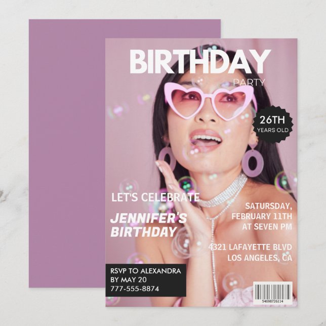 Invitations pour 26e anniversaire pour son magazin (Devant / Derrière)