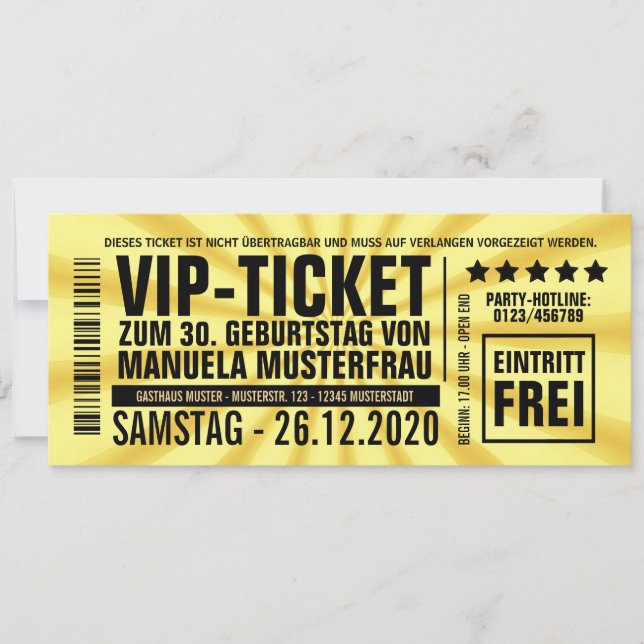Invitations pour 30 ans (“VIP”) (Devant)