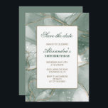 Invitations pour 34e anniversaire Sauvez la date V<br><div class="desc">Élégantes invitations pour 34e anniversaire Économisez la date Vert</div>