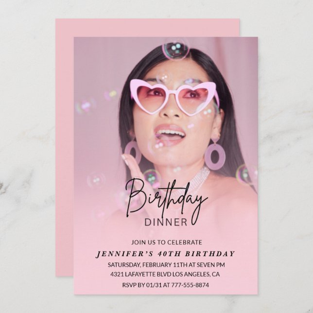 Invitations pour 40e anniversaire Anniversaire Dîn (Devant / Derrière)