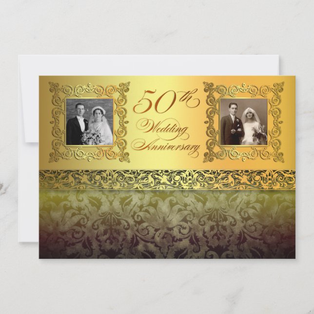 invitations pour 50 ans de mariage deux photos de  (Devant)