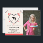 Invitations pour 75e anniversaire de son coeur flo<br><div class="desc">Invitations de 75e anniversaire pour ses Flowers Heart moderne</div>