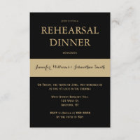 Invitations pour dîner de répétition moderne noir 