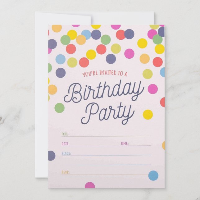  Invitations pour fête d'anniversaire (Devant)