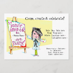 Invitations pour fêtes d'anniversaire d'art pour f