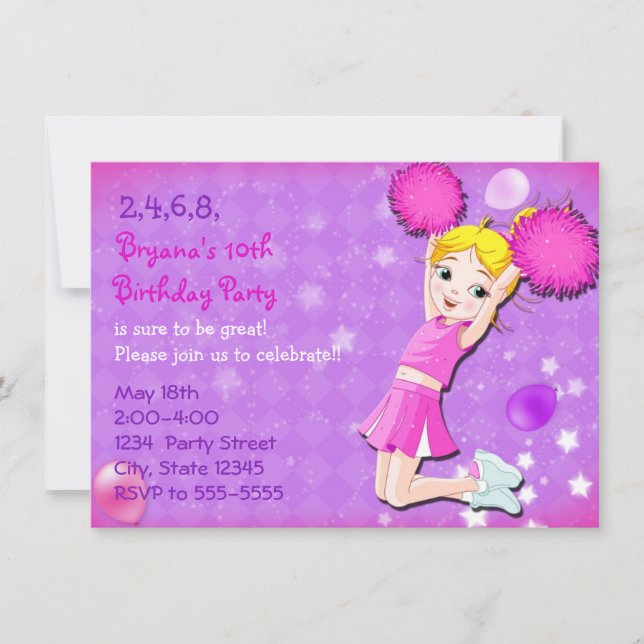 Invitations pour fêtes d'anniversaire de pom-pom g (Devant)