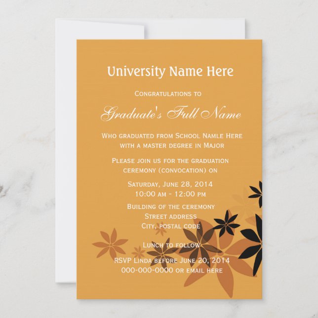 Invitations pour la cérémonie de remise des diplôm (Devant)