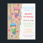 Invitations pour la Escalade Kids Rock<br><div class="desc">Invitation de vos enfants pour un bon moment de balade avec une soirée d'anniversaire en salle de escalade intérieure dans votre salle de sport pour enfants ! Cette invitation colorée est parfaite pour le thème avec la fille et le garçon en escalades et casques qui escaladent le mur de la...</div>