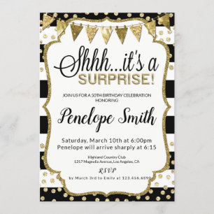 Invitations pour la fête d'anniversaire Black and 