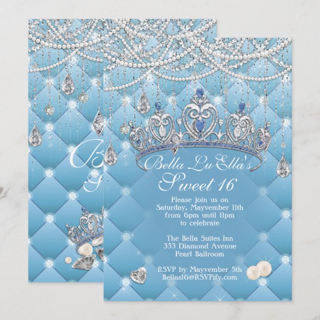 Invitations pour la fête d'anniversaire de Diamond (Devant / Derrière)