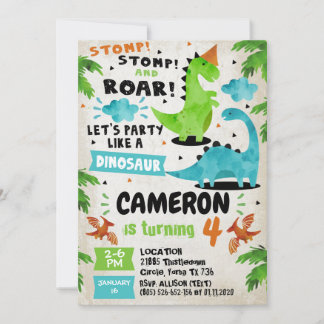 Invitations pour la fête d'anniversaire de Dinosau