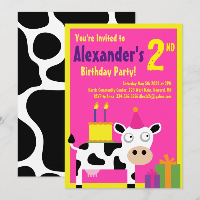 Invitations pour la fête d'anniversaire de l'anima (Devant / Derrière)