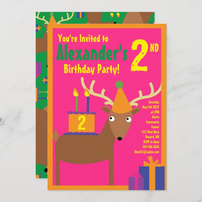Invitations pour la fête d'anniversaire de l'anima (Devant / Derrière)
