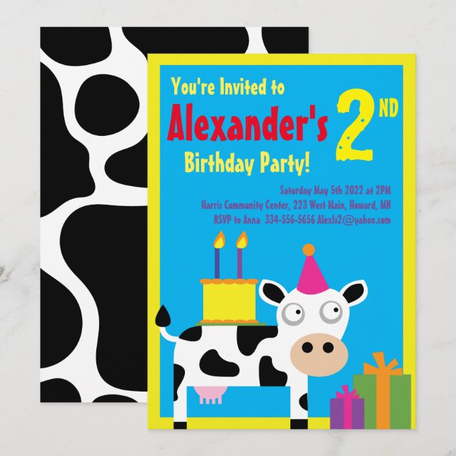 Invitations pour la fête d'anniversaire de l'anima (Devant / Derrière)