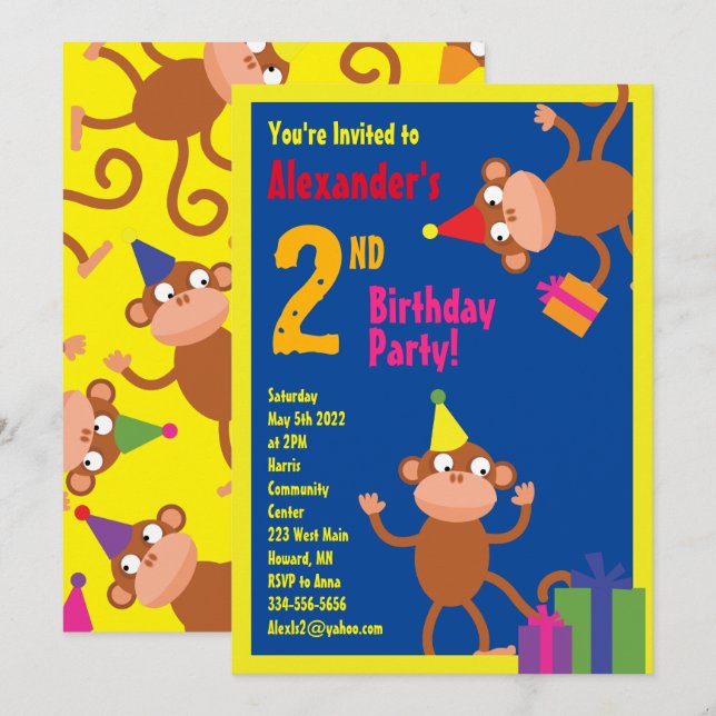 Invitations pour la fête d'anniversaire de l'anima (Devant / Derrière)