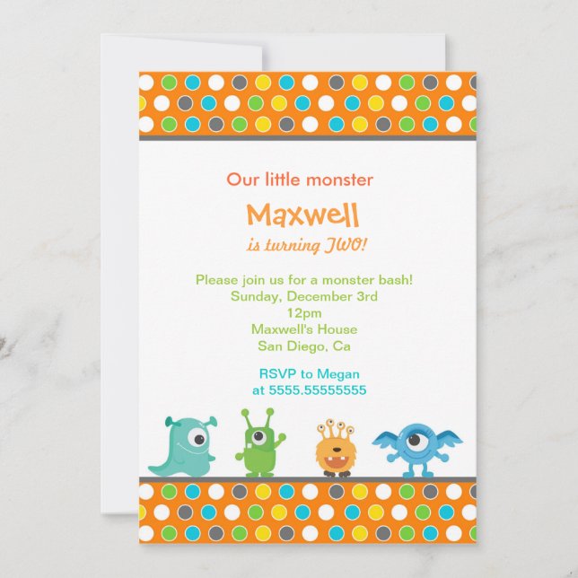 Invitations pour la fête d'anniversaire de Little  (Devant)